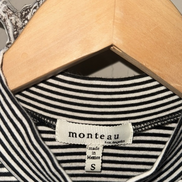 Monteau Striped Sleeveless Dress black white body con horizontal small stretch - Picture 3 of 4